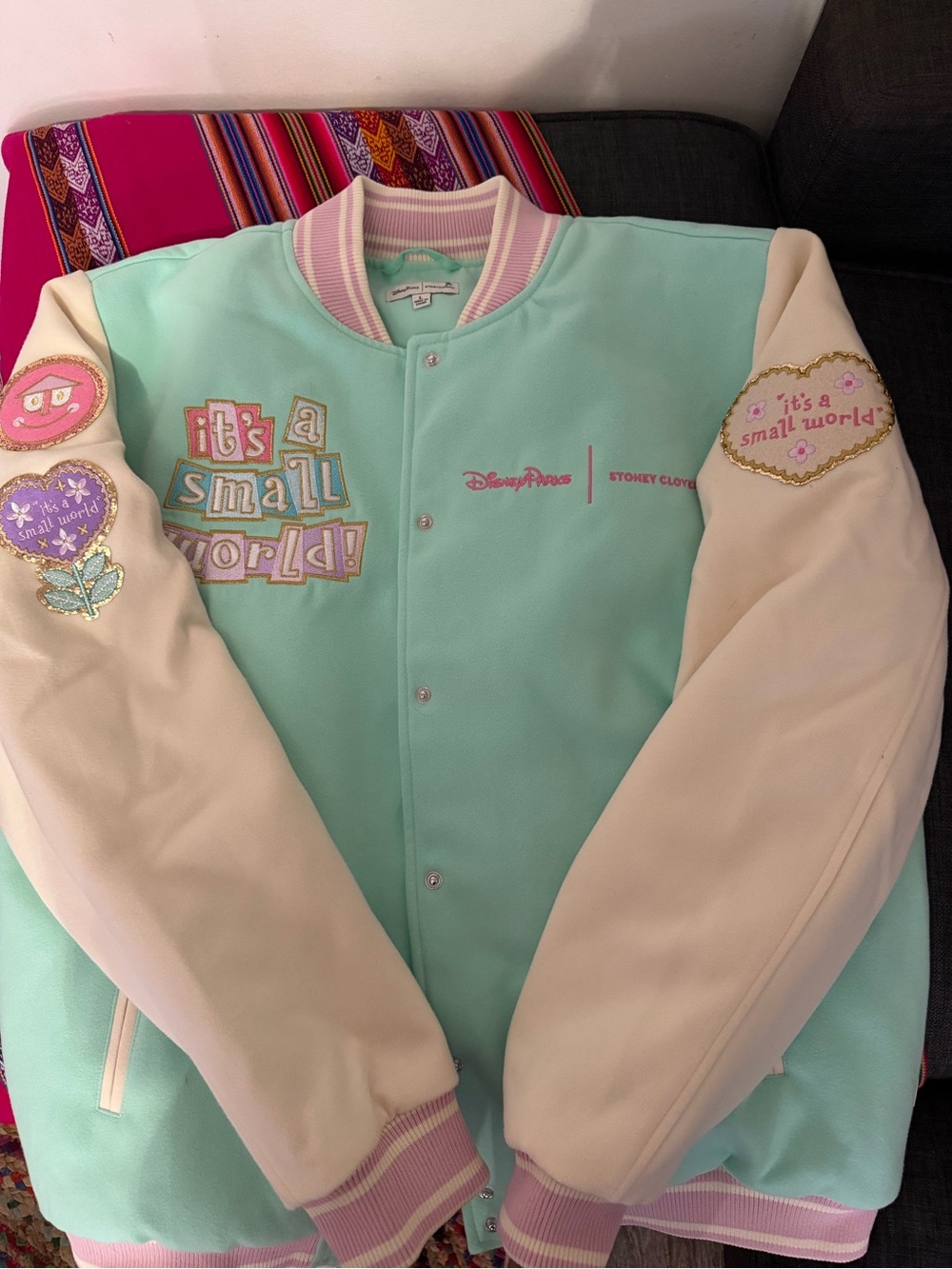 Disney "It's a Small World" x Stoney Clover Mint & Cream Varsity Jacket